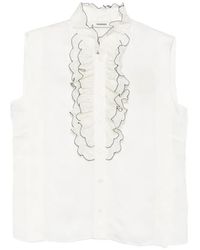 Sandro - Ruffled-Collar Paisley-Jacquard Shirt - Lyst