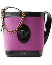 Versace - Pivot Mini Suede Bucket Bag - Lyst