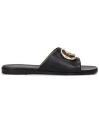 Off-White c/o Virgil Abloh - Logo-Plaque Leather Flat Sandals - Lyst