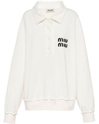 Miu Miu - Logo-patch Polo Sweatshirt - Lyst