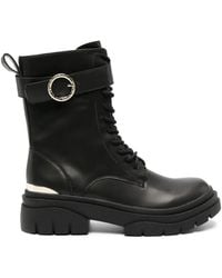 Just Cavalli - Belted-Ankle Leather Boots - Lyst