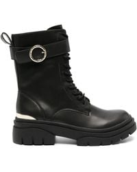 Just Cavalli - Belted-Ankle Leather Boots - Lyst