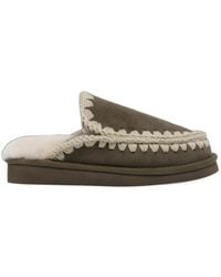 Mou - Eskimo Slipper Aus Wildleder Mit Ziernähten - Lyst