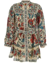 FARM Rio - Print-Floral Button Mini Dress - Lyst