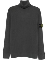 Stone Island - Ribbed Knit Turtleneck Sweater With Compass Logo - Lyst