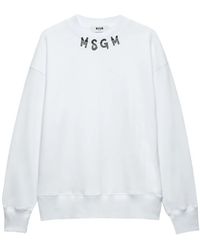 MSGM - Katoenen Sweater Met Logoprint - Lyst