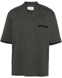 Sacai - Panelled Crew-neck Cotton T-shirt - Lyst
