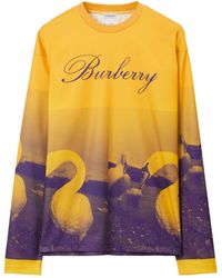 Burberry - Swan-print Cotton Sweatshirt - Lyst