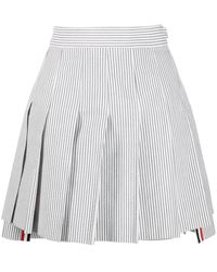 Thom Browne - Pinstriped Pleated Mini Skirt - Lyst