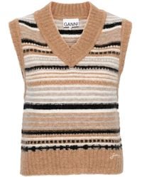 Ganni - "Soft Striped Knit Vest With A Comfortable - Lyst
