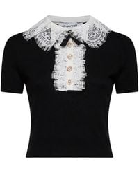 Self-Portrait - Lace-Collar Button-Up Blouse - Lyst