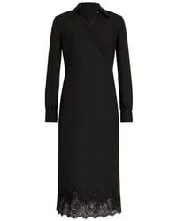 Alberta Ferretti - Lace-Trim Wrap Midi Dress - Lyst