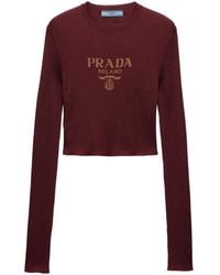 Prada - Oberteil mit Intarsien-Logo - Lyst