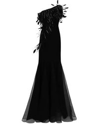 Gemy Maalouf - Asymmetrical Feather Neckline Dress - Lyst