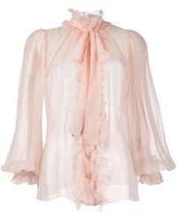 Dolce & Gabbana Blusa con ribete de volantes - Rosa