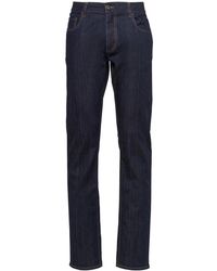 Prada - Contrast-Stitch Straight-Leg Jeans - Lyst