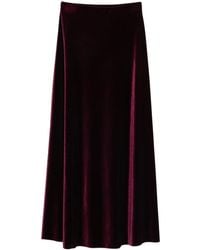 Blanca Vita - Velvet-Texture Midi Skirt - Lyst