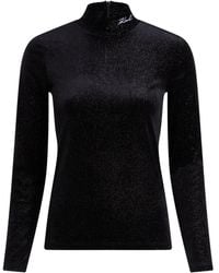 KARL LAGERFELD - Sparkle Velvet High-Neck Top - Lyst