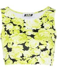 MSGM - Floral-Print Cropped Vest - Lyst