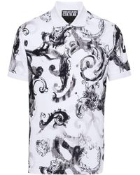 Versace - Watercolour Baroque-pattern Polo Shirt - Lyst