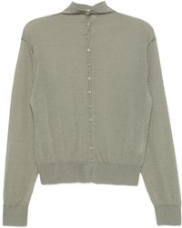 Alysi - Button-Up Mock-Neck Cardigan - Lyst