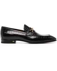 Tom Ford - Crocodile-effect Leather Loafers - Lyst