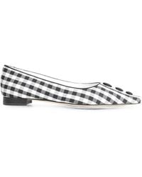 Manolo Blahnik - Alexa Gingham Button-Detail Flat Pumps - Lyst