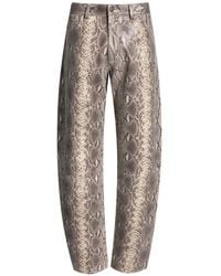 DUCIE - Billie Python-Embossed Leather Trousers - Lyst