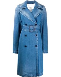 MM6 by Maison Martin Margiela Double-breasted Denim Coat - Blue