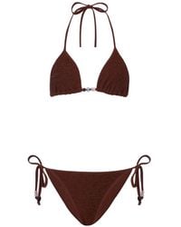 Hunza G - Gina Bead-Embellished Crinkle-Effect Bikini - Lyst