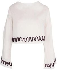 Cala De La Cruz - Clavel Embroidered Cropped Top - Lyst