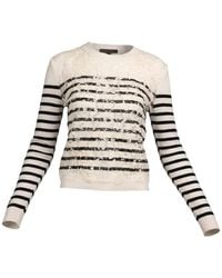 Valentino Garavani - Lace-Overlay Striped Sweater - Lyst