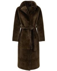 Yves Salomon - Reversible Belted Shearling Coat - Lyst