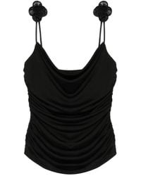 David Koma - Floral-Applique Gathered Top - Lyst