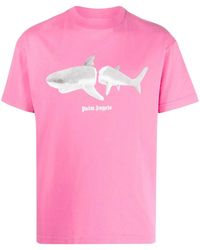 Palm Angels - Shark-Print Organic Cotton T-Shirt - Lyst
