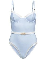 KARL LAGERFELD - Signature Belted Swimsuit - Lyst
