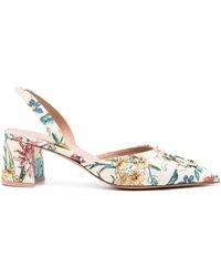 Malone Souliers - Mules Floral Cream 60 mm à brode cheville - Lyst