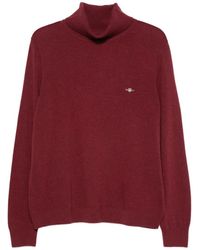 GANT - Roll-Neck Logo-Embroidered Sweater - Lyst