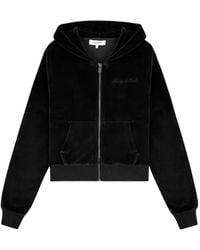 Sporty & Rich - Logo-Embellished Velour Hoodie - Lyst