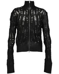 FILTH - Distressed Zip-Up Cardigan - Lyst
