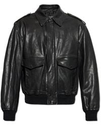 Burberry - レザー ボンバージャケット - Lyst