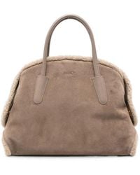 Coccinelle - Shearling-Trim Suede Shoulder Bag - Lyst