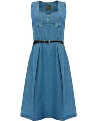 Givenchy - Belted Waist Denim Dress - Lyst