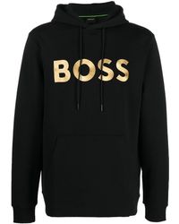 BOSS - Contrast Logo Relaxed Fit Hoodie - Lyst