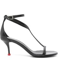 McQueen - Harness Leather Heel Sandals - Lyst