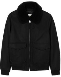 Sandro - Veste À Col En Peau Lainée - Lyst