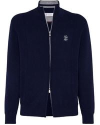 Brunello Cucinelli - Vest Met Geborduurd Logo En Rits - Lyst