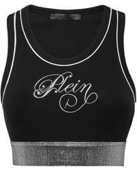 Philipp Plein - Ribbed-Knit Logo-Embroidered Top - Lyst