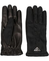 Prada - Triangle-logo Leather Gloves - Lyst