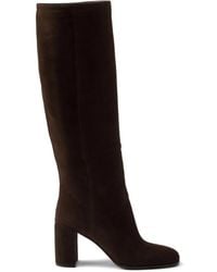 Prada - Bottes En Daim À Talon Épais 70 Mm - Lyst